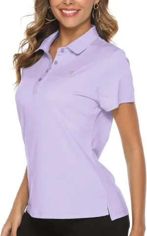 Gopune Women's Golf Polo Shirts Lightweight Quick Dry 4 Buttons Short Sleeve Shirts for Tennis