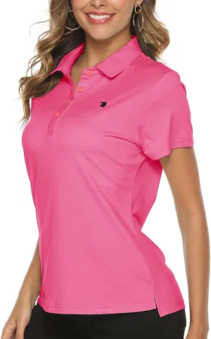 Gopune Women's Golf Polo Shirts Lightweight Quick Dry 4 Buttons Short Sleeve Shirts for Tennis