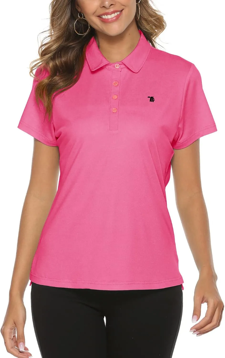 Gopune Women's Golf Polo Shirts Lightweight Quick Dry 4 Buttons Short Sleeve Shirts for Tennis