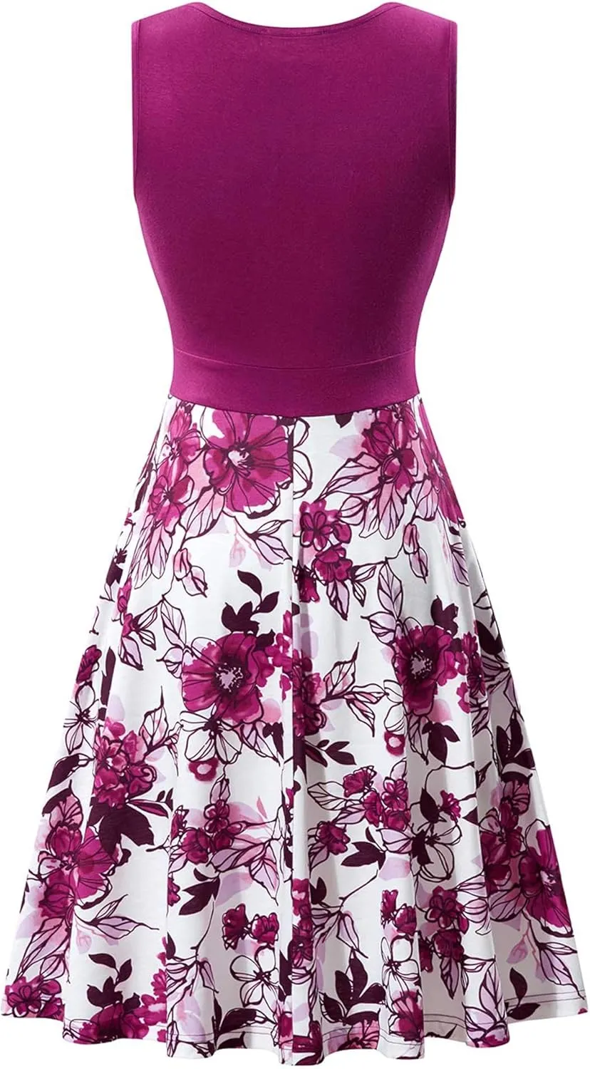 GUBERRY Womens Wrap V Neck Sleeveless Sundress Summer Flare Tank Dress with Pockets 