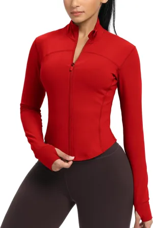 GYM RAINBOW Womens Zip Up Workout Jakcets Lightweight Slim Fit Running Athletic Jackets with Thumb Holes