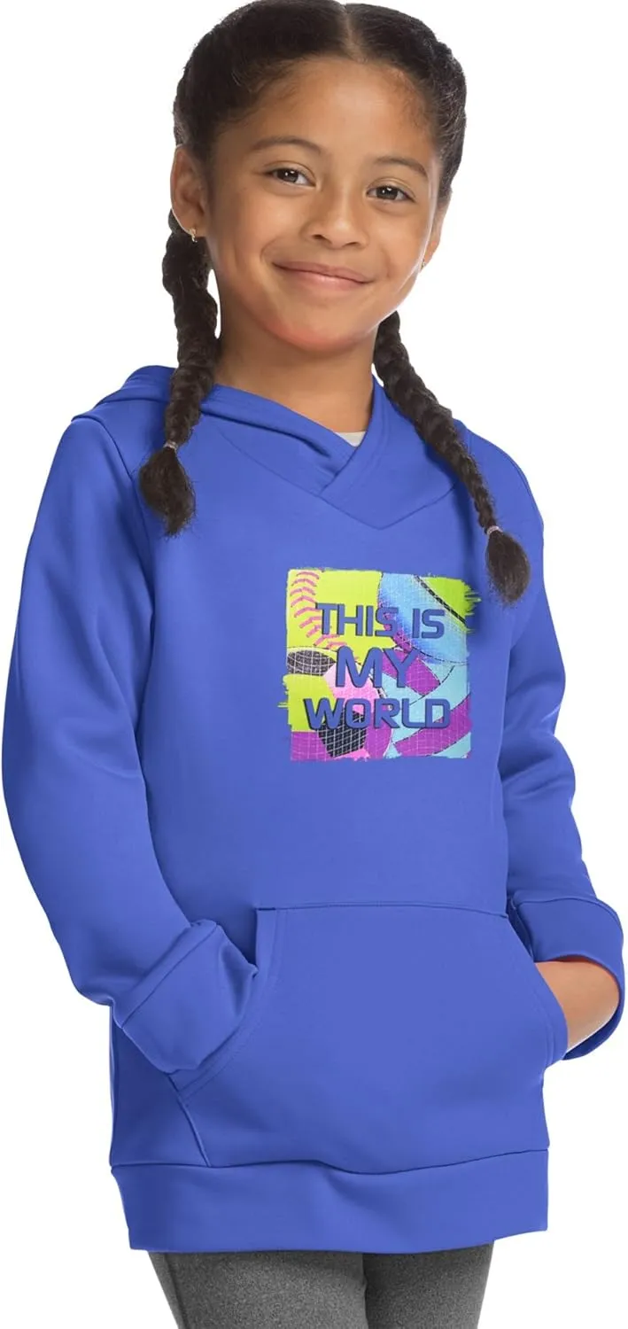 Hanes Big Girl's Tech Fleece Raglan Pullover Hoodie Sweater, Multi/Sport/Steel Blue, Medium