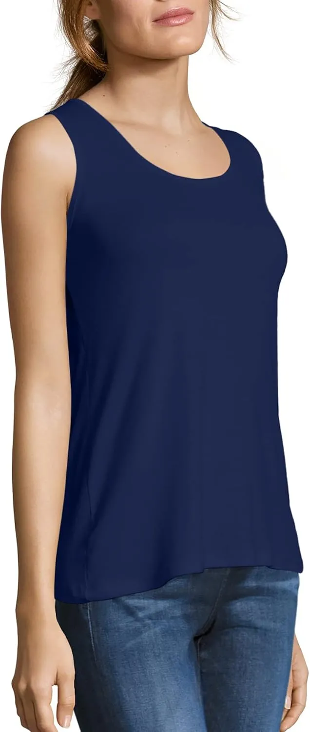Hanes Women's Shirts, Womens Mini-Ribbed Cotton Tank Tops, Womens Sleeveless T-Shirts, Womens Tanks