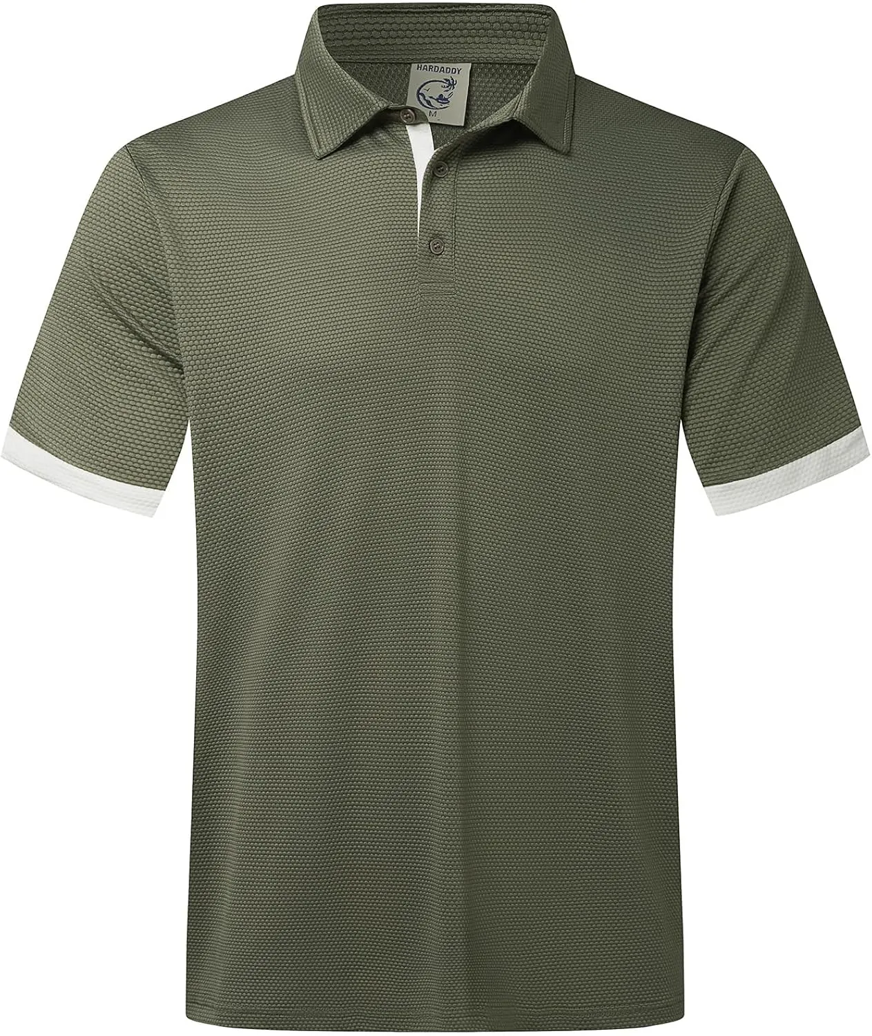 Hardaddy Men's Color Block Short Sleeve Polo Shirts Dry Fit Wrinkle Free Casual Lightweight Collared T-Shirts