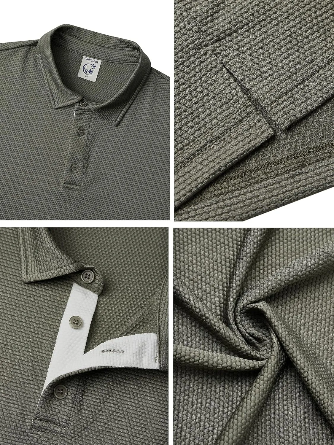 Hardaddy Men's Color Block Short Sleeve Polo Shirts Dry Fit Wrinkle Free Casual Lightweight Collared T-Shirts