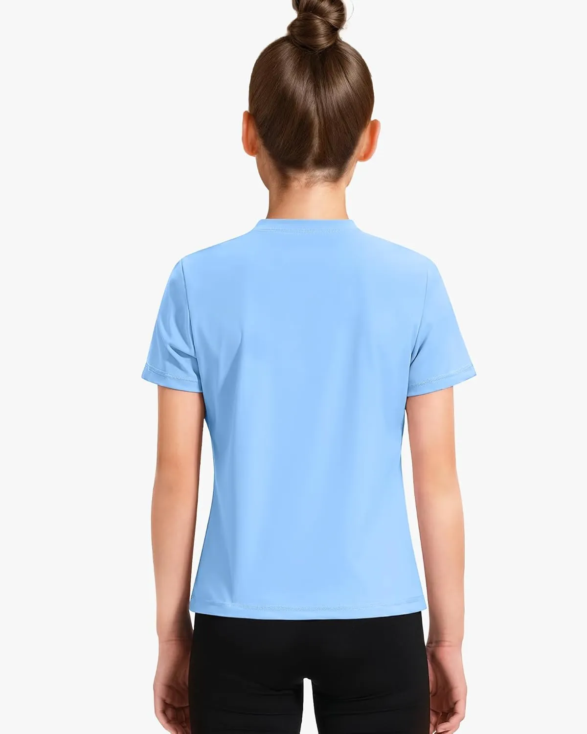 HASMES Girls Athletic Shirts Short Sleeve Active T-Shirts,Basic Tee Tops,Sports Activewear for Kids Teens