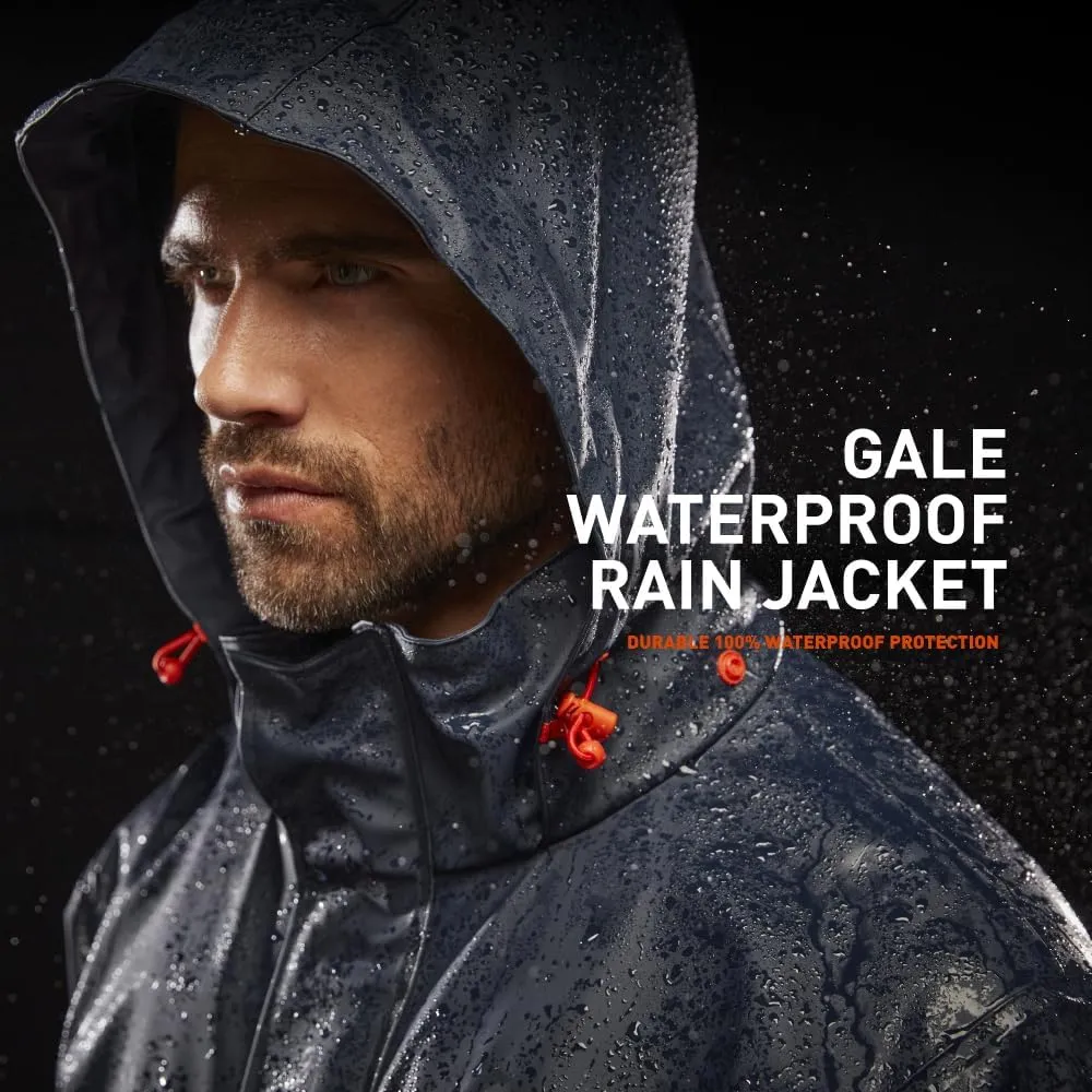 Helly-Hansen Workwear Gale Mens Rain Jackets Waterproof With Hood Made from Heavy-Duty Polyurethane on Polyester Knit