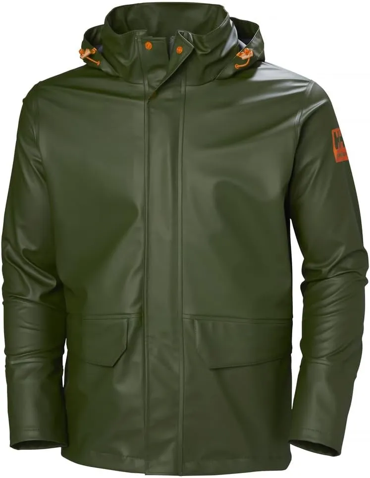 Helly-Hansen Workwear Gale Mens Rain Jackets Waterproof With Hood Made from Heavy-Duty Polyurethane on Polyester Knit