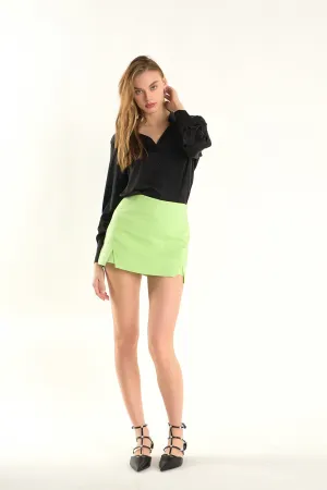 High Waisted Ponte Slit Mini Skort