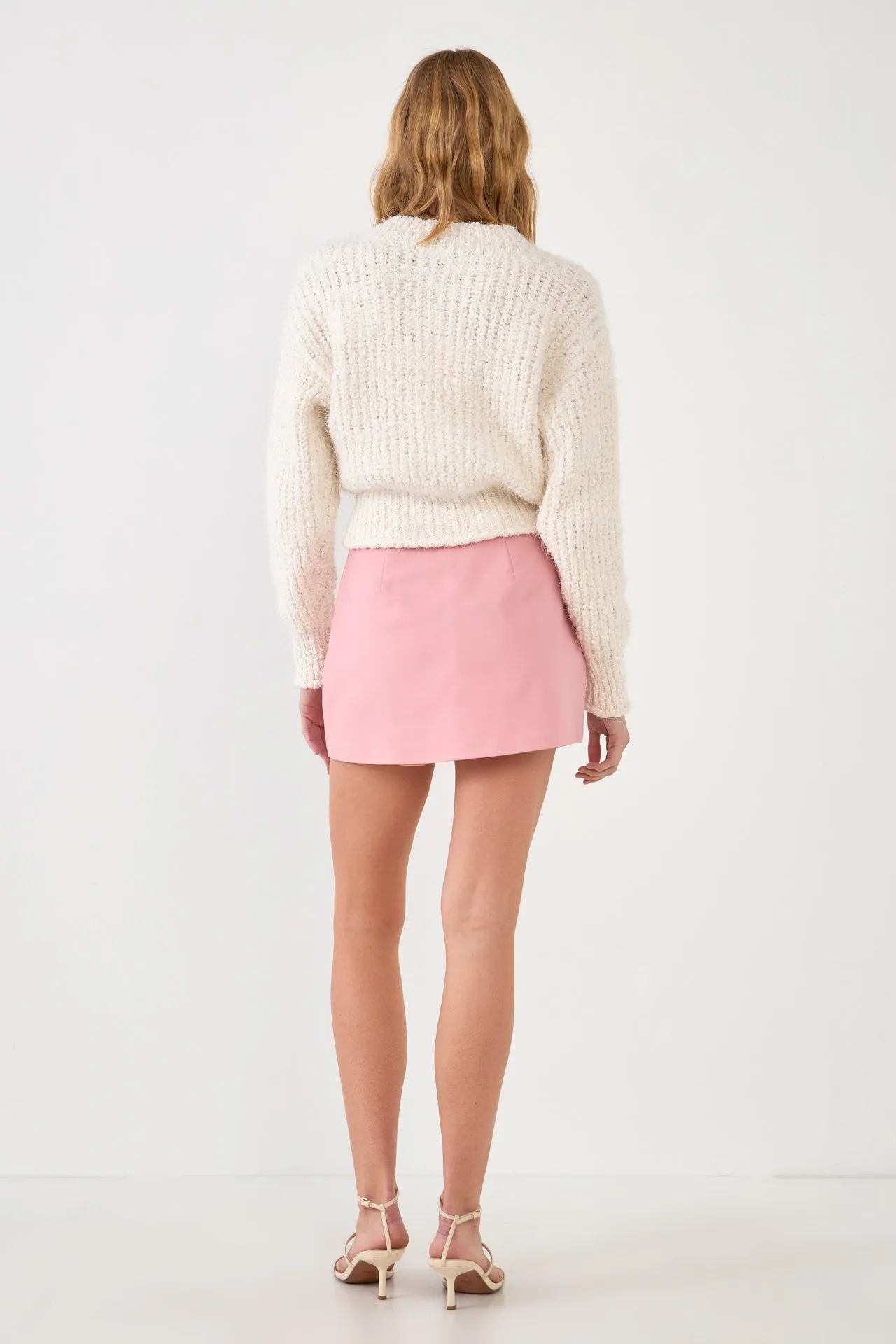 High Waisted Ponte Slit Mini Skort