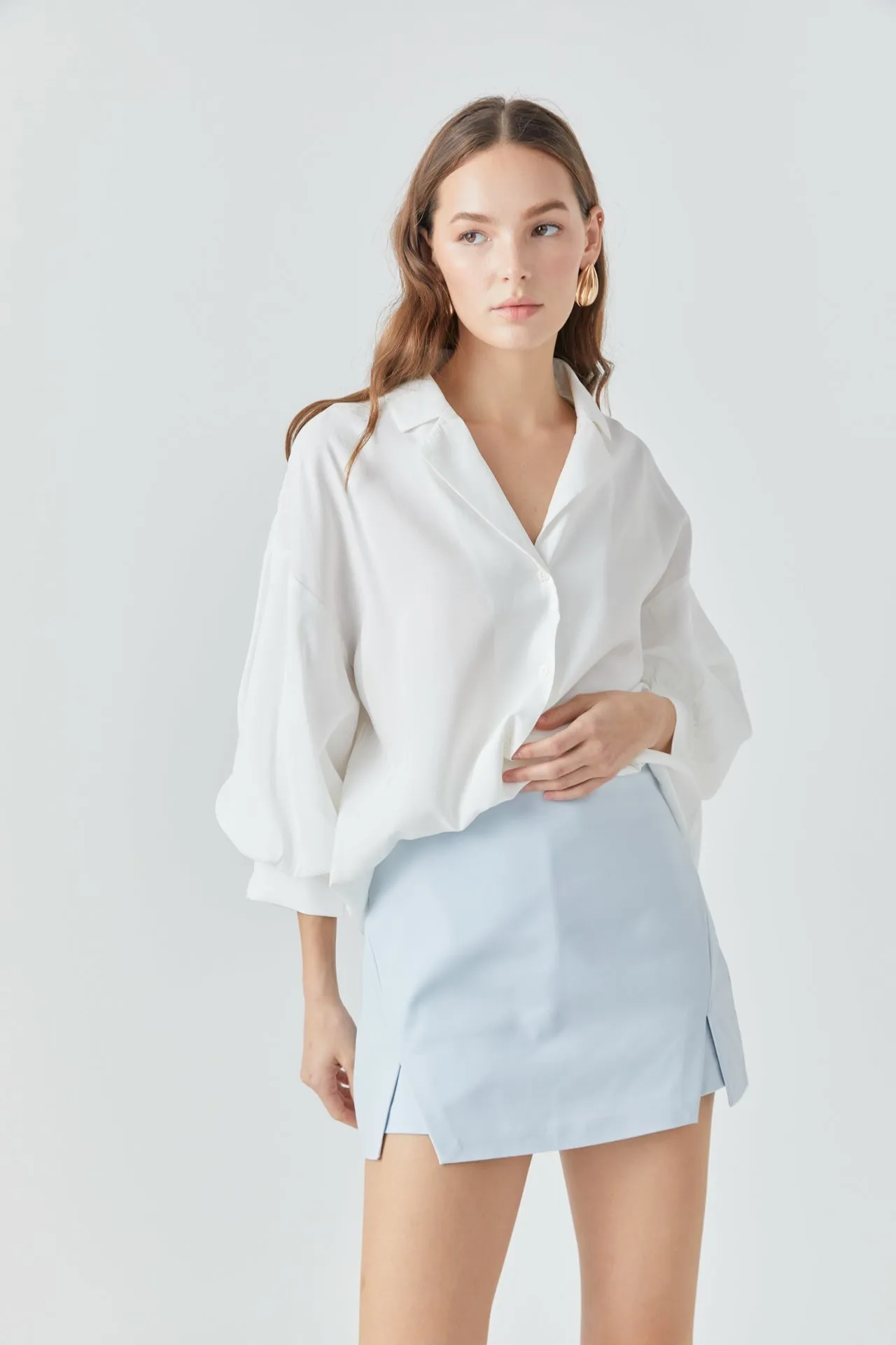High Waisted Ponte Slit Mini Skort