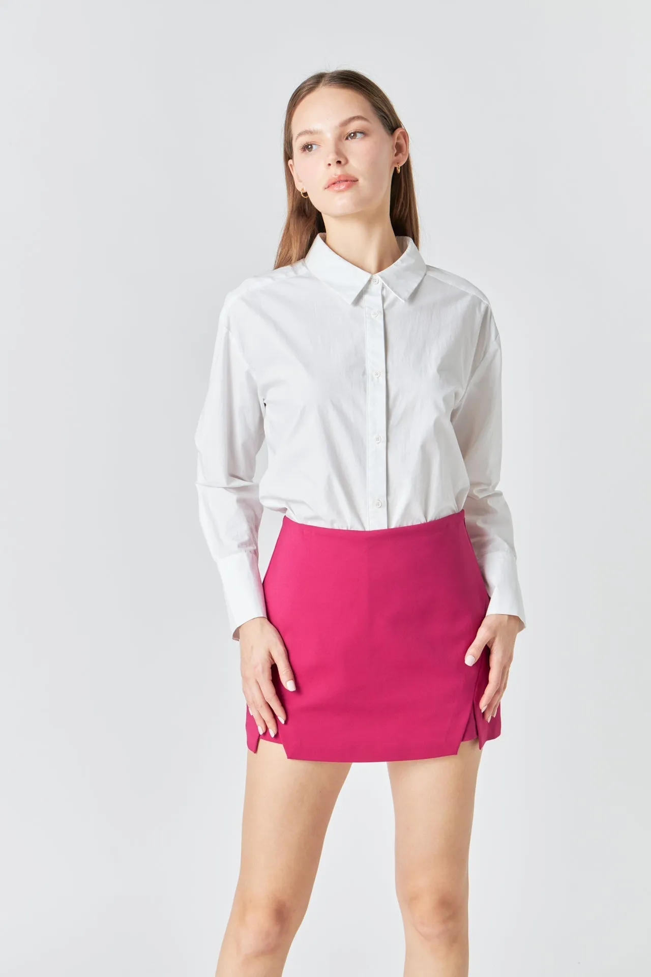 High Waisted Ponte Slit Mini Skort