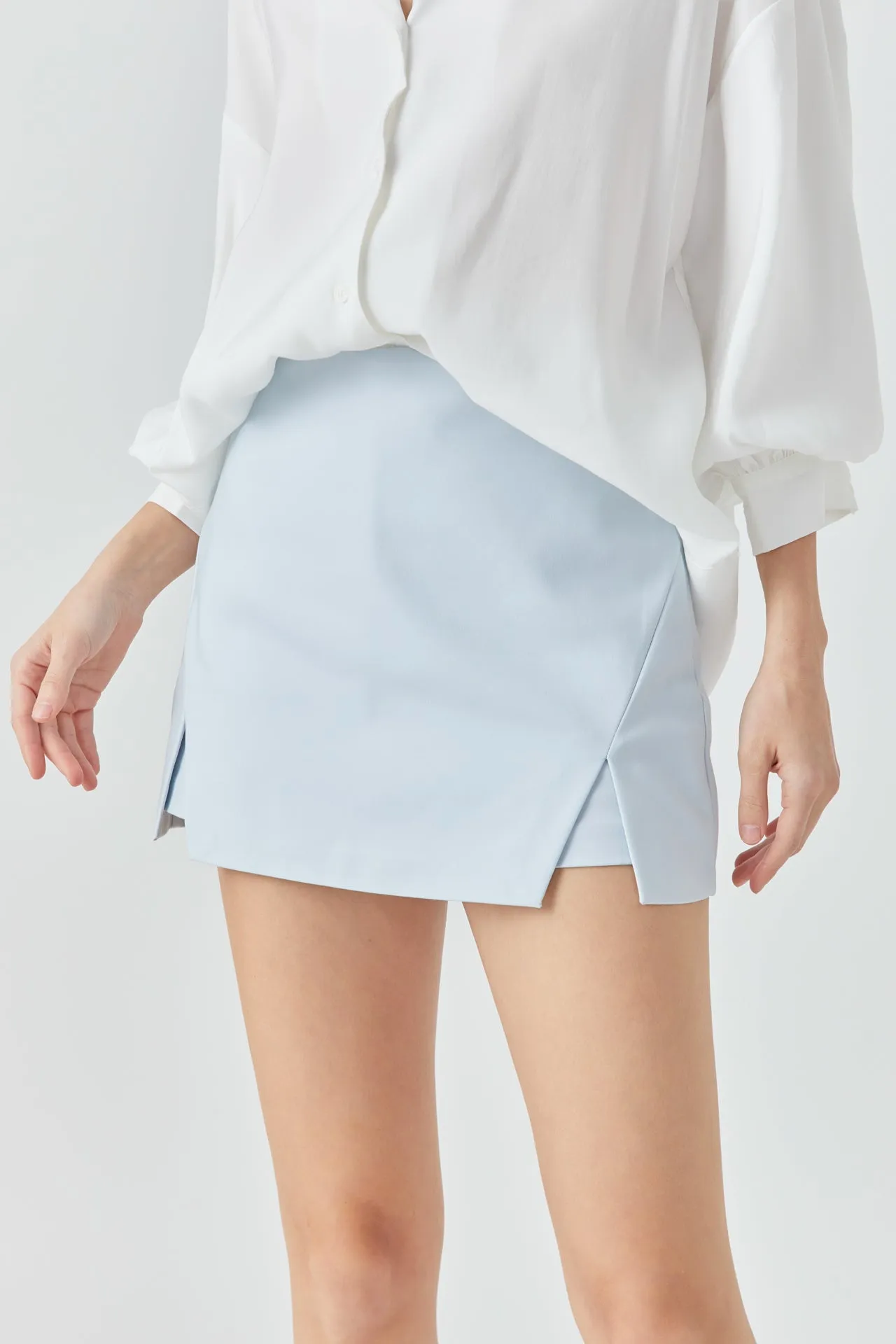 High Waisted Ponte Slit Mini Skort