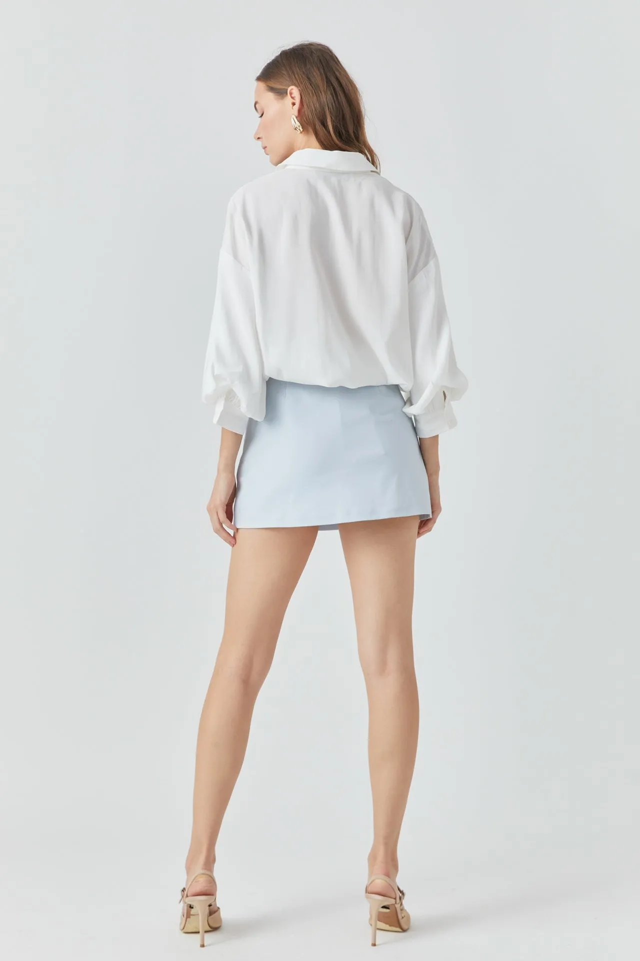 High Waisted Ponte Slit Mini Skort
