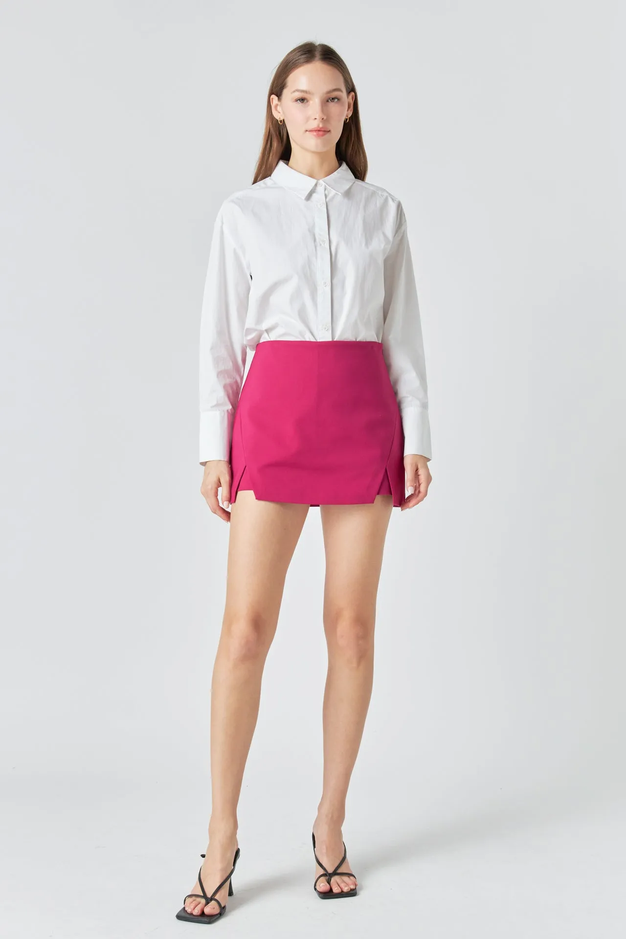 High Waisted Ponte Slit Mini Skort
