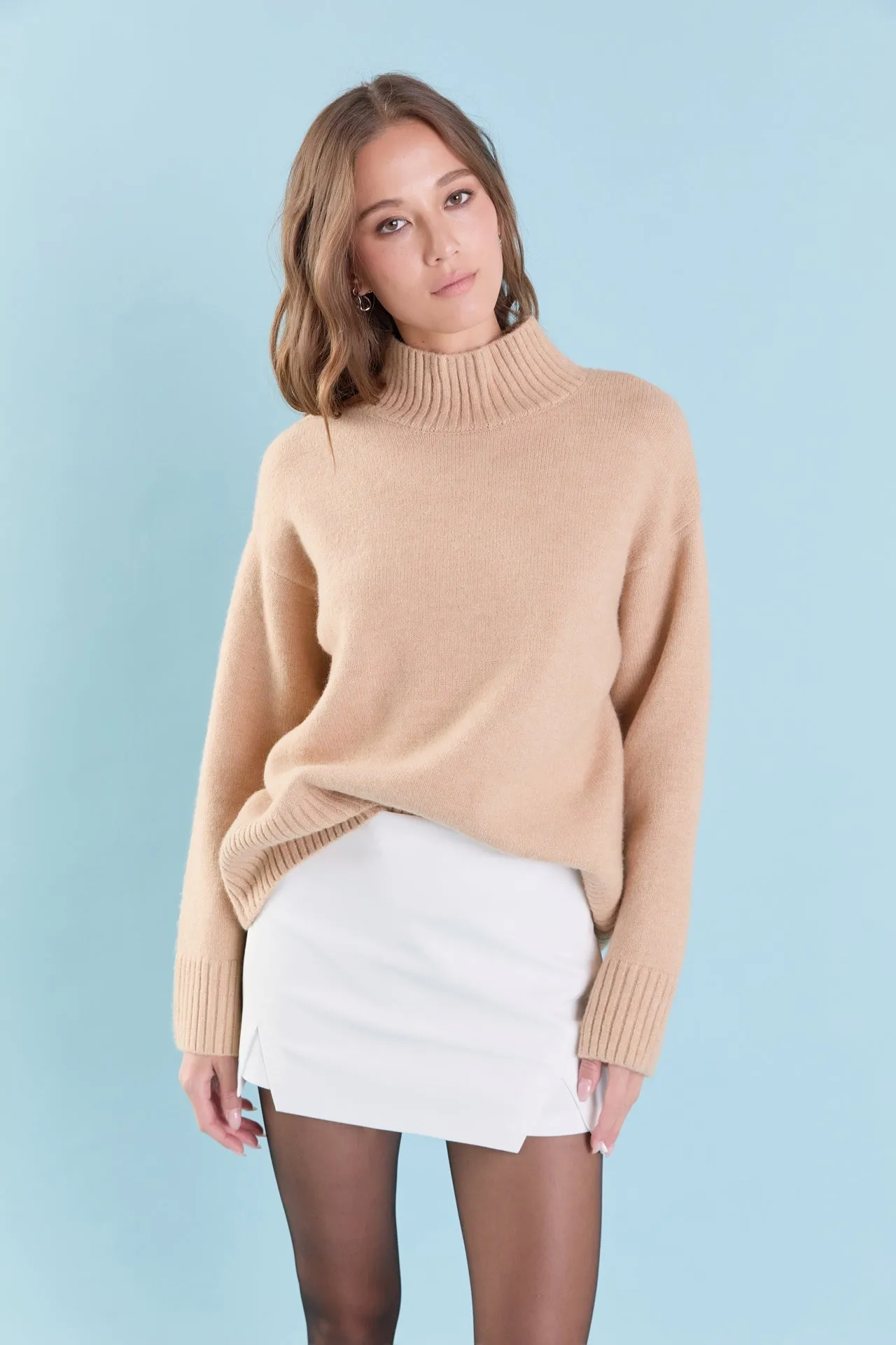 High Waisted Ponte Slit Mini Skort