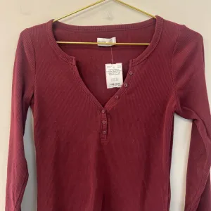 Hollister Red Ribbed Long Sleeve Top Medium