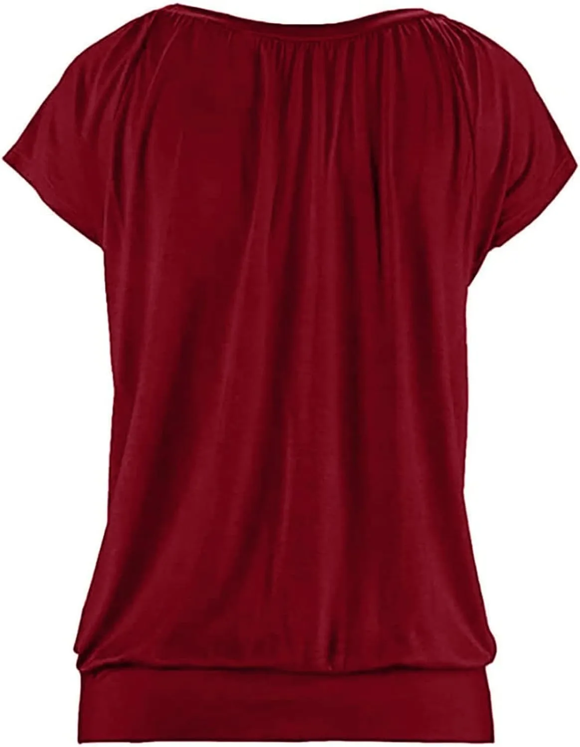 Hongqizo Womens V Neck T Shirts Cap Sleeve Summer Casual Shirts Banded-Bottom Loose Fit Basic Tops