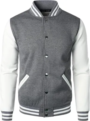HOOD CREW Mans Varsity Baseball Jacket Cotton Blend Letterman Jackets