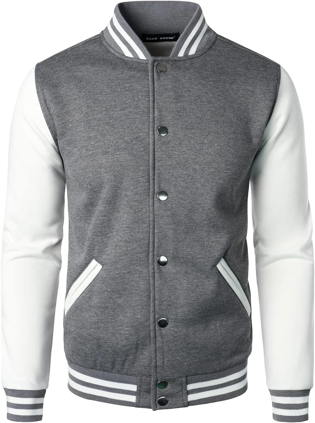 HOOD CREW Mans Varsity Baseball Jacket Cotton Blend Letterman Jackets