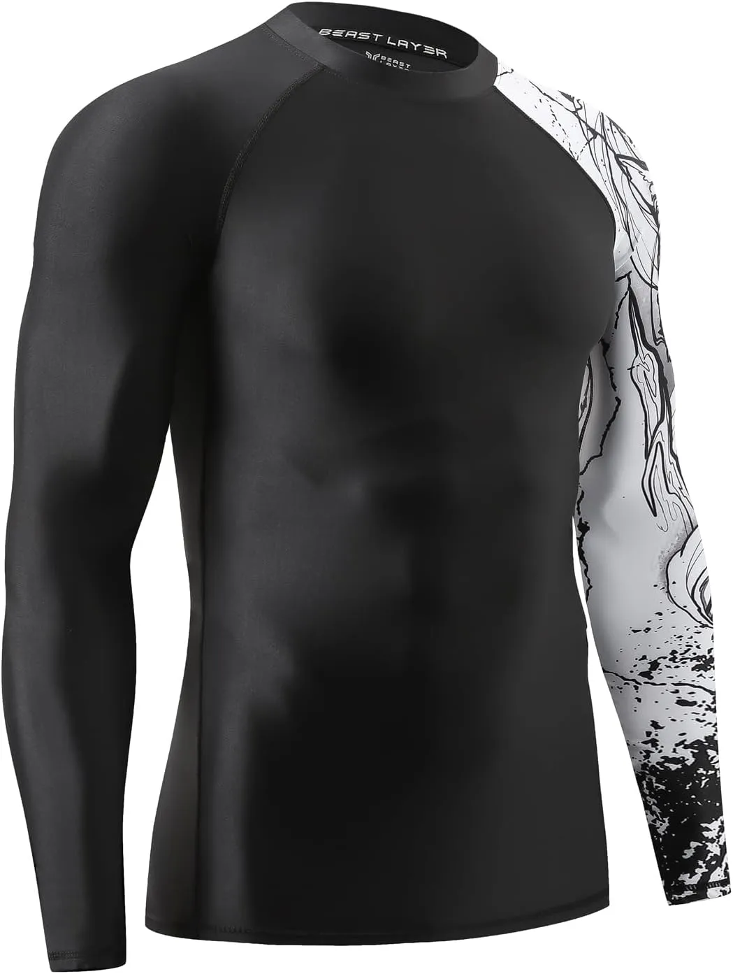 HUGE SPORTS Men's Swim Shirts Long Sleeve UPF 50  Rash Guard Sun Shirts UV Sun Protection