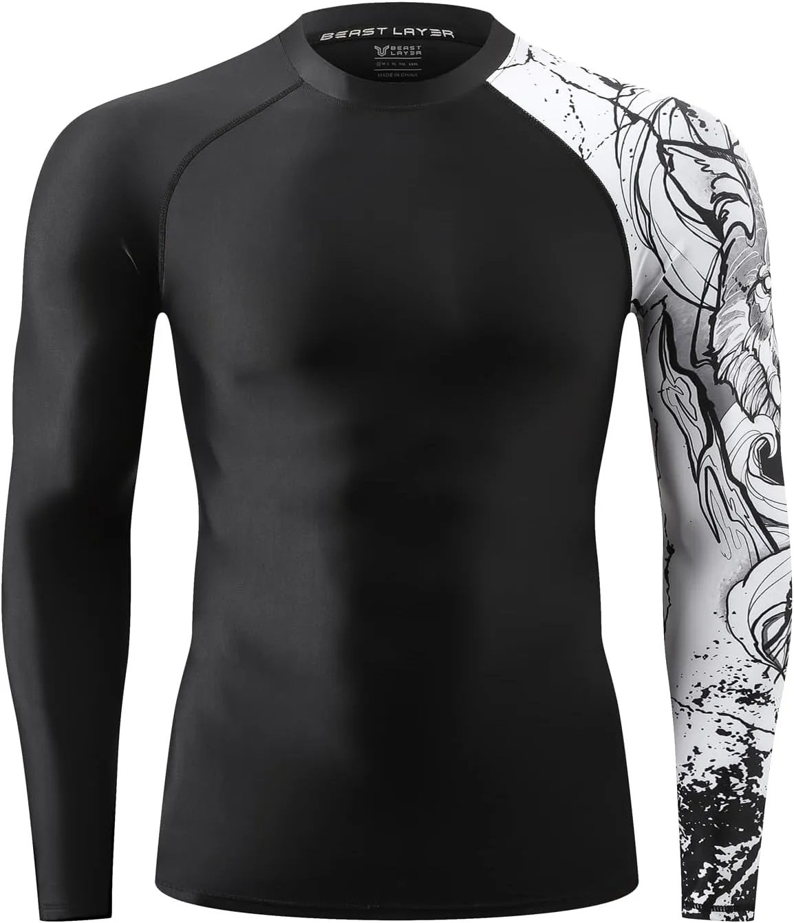 HUGE SPORTS Men's Swim Shirts Long Sleeve UPF 50  Rash Guard Sun Shirts UV Sun Protection