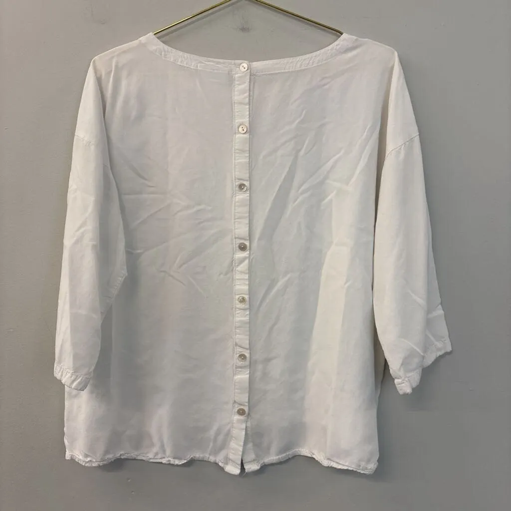 J Jill White Button Back Long Sleeve Top Large