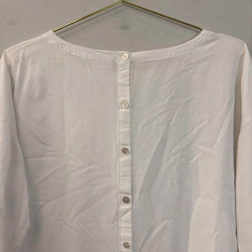 J Jill White Button Back Long Sleeve Top Large