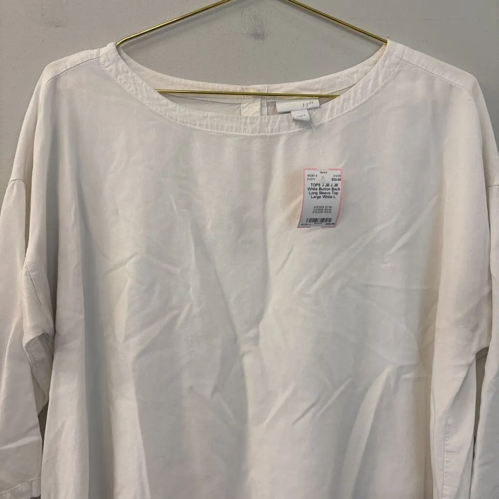 J Jill White Button Back Long Sleeve Top Large