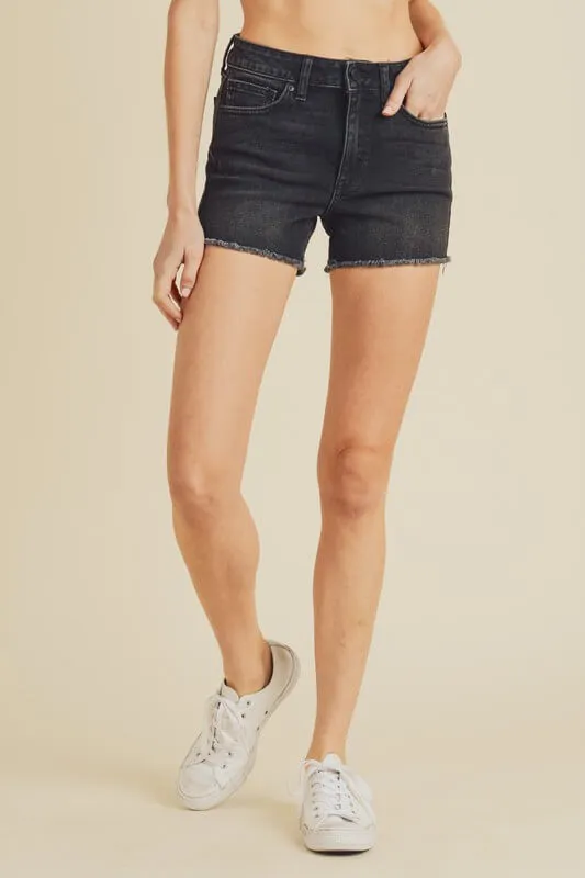 JBD by Just Black Denim Hi-Rise Frayed Shorts