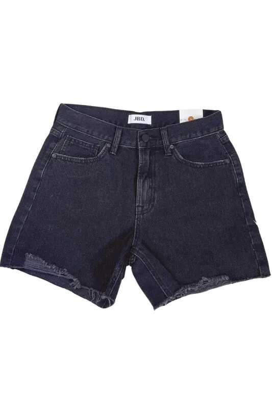 JBD by Just Black Denim Hi-Rise Frayed Shorts