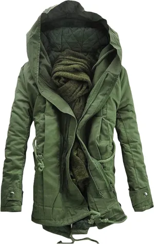 JEsilunmaMY Men's Winter Parka Warm Thick Windbreaker Plus Size Mid Length Windproof Outwear Casual Loose Cotton Padded Coat
