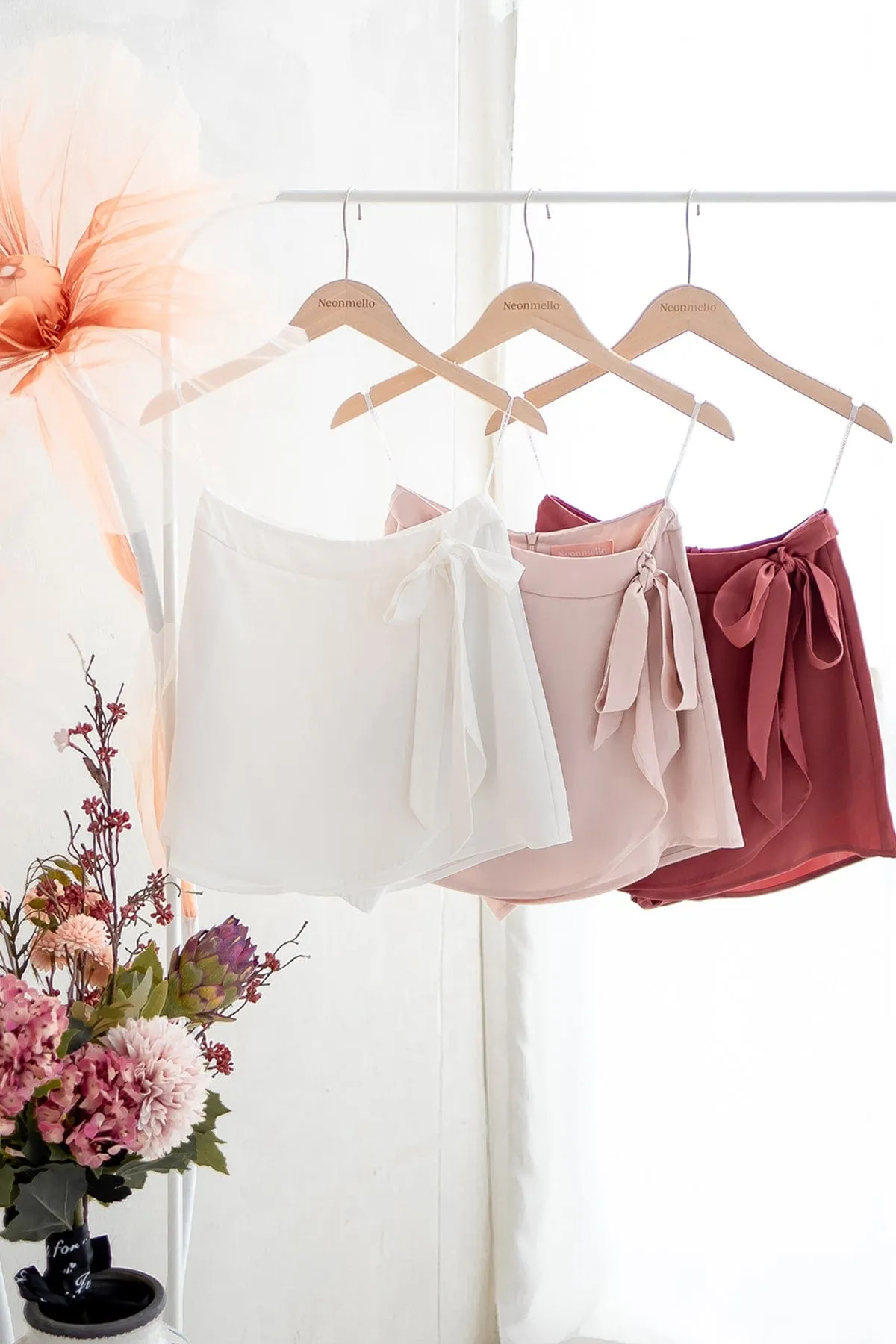 JEZEE RIBBON FLAP SKORTS IN BRICK