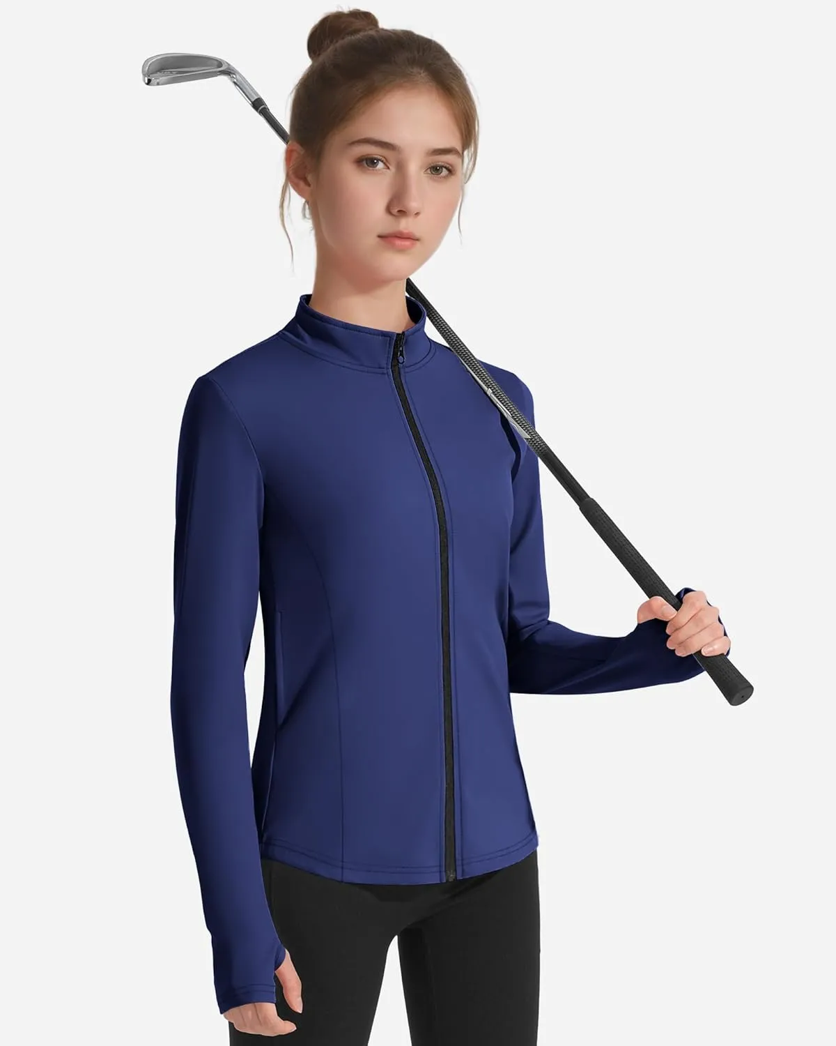 JOCMIC Girls Zip Up Jacket Horse Riding Shirts Kids Athletic Yoga Jackets Fall Winter Coats