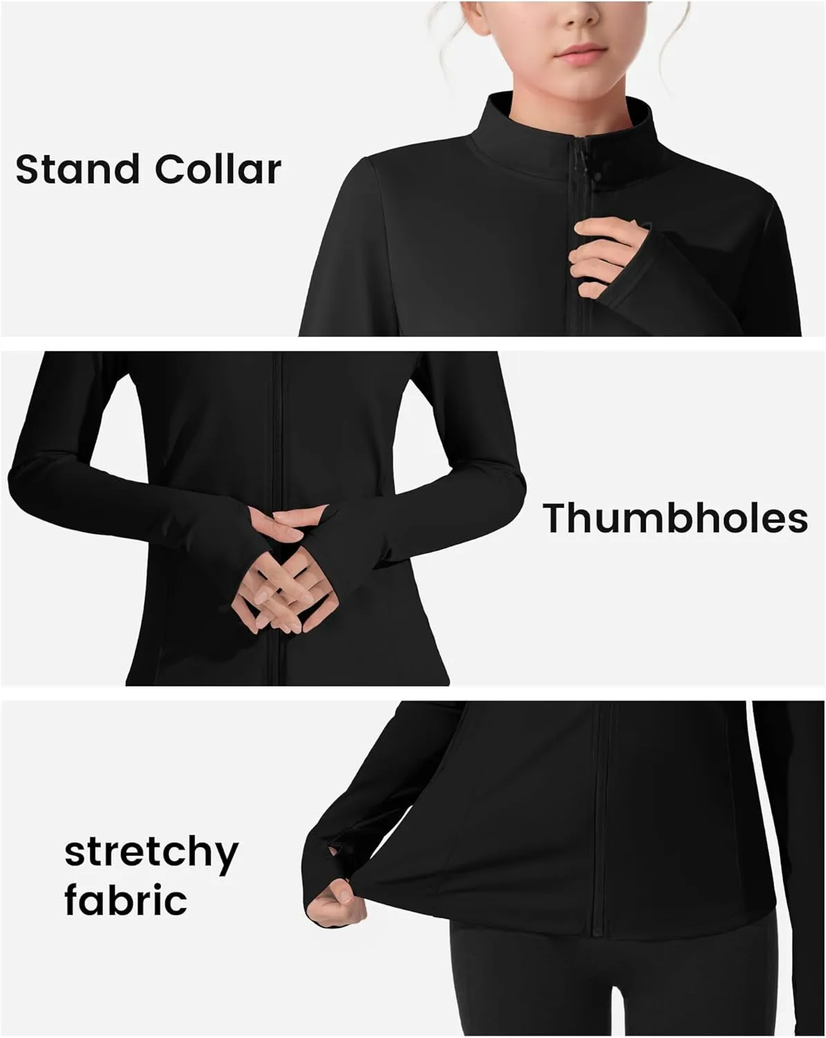 JOCMIC Girls Zip Up Jacket Horse Riding Shirts Kids Athletic Yoga Jackets Fall Winter Coats