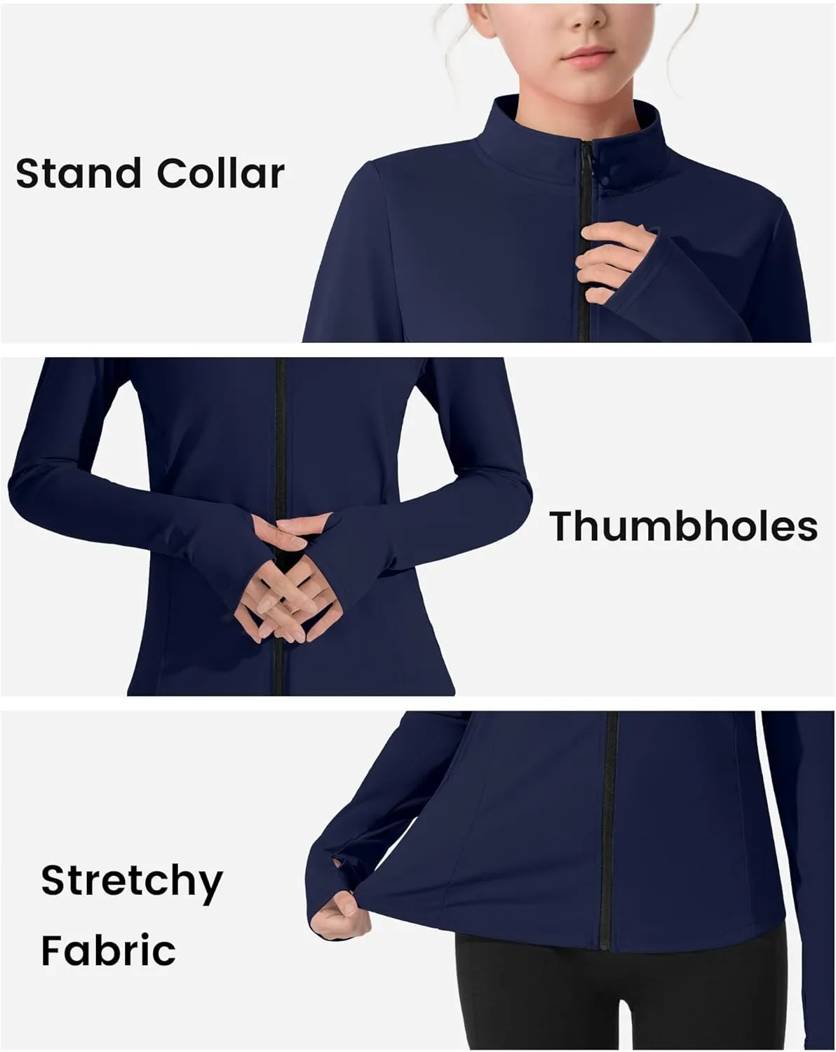 JOCMIC Girls Zip Up Jacket Horse Riding Shirts Kids Athletic Yoga Jackets Fall Winter Coats