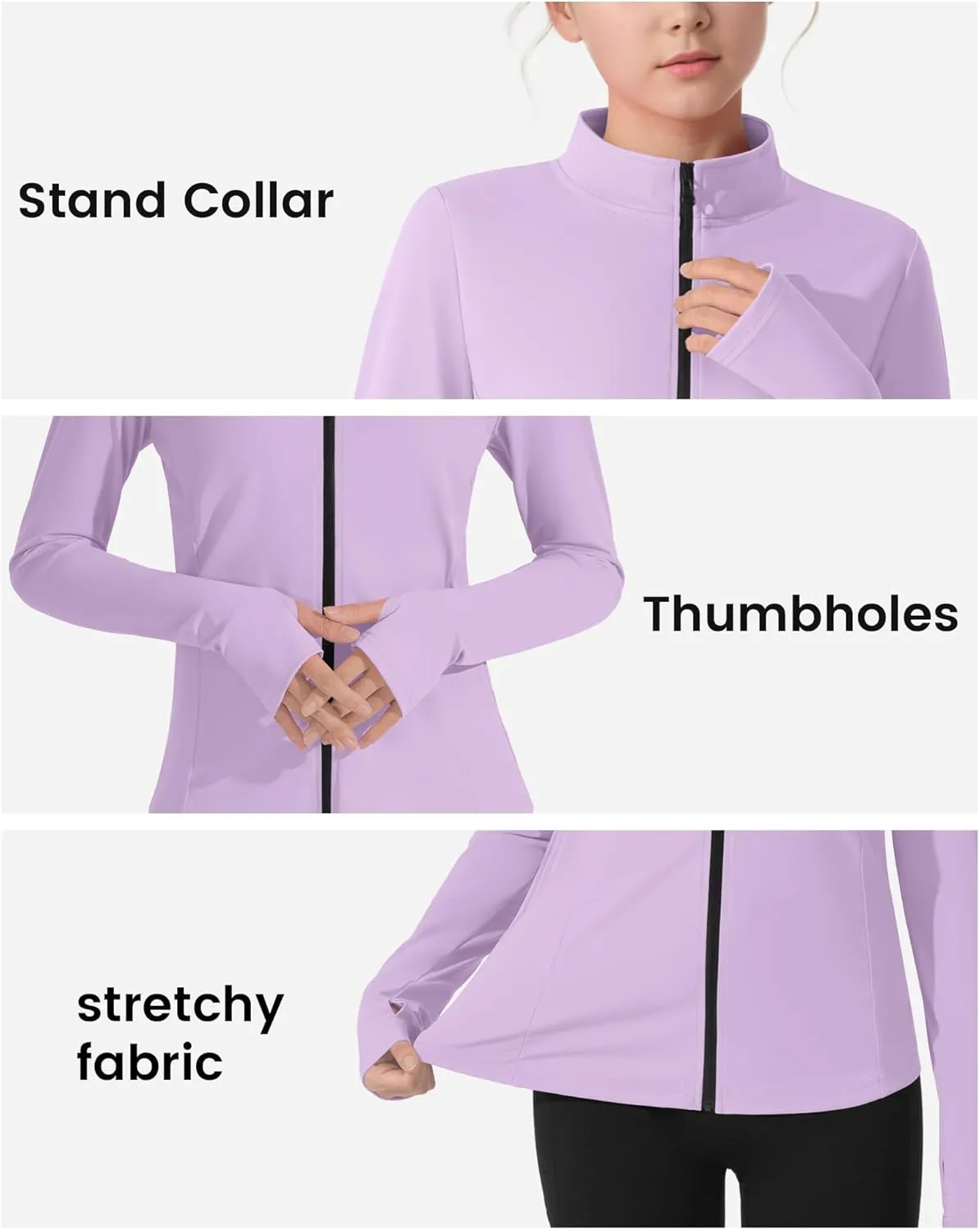 JOCMIC Girls Zip Up Jacket Horse Riding Shirts Kids Athletic Yoga Jackets Fall Winter Coats