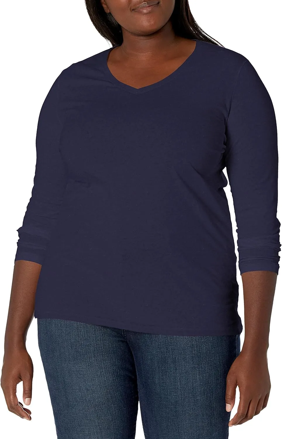 JUST MY SIZE Women's Plus Size Vneck Long Sleeve Tee