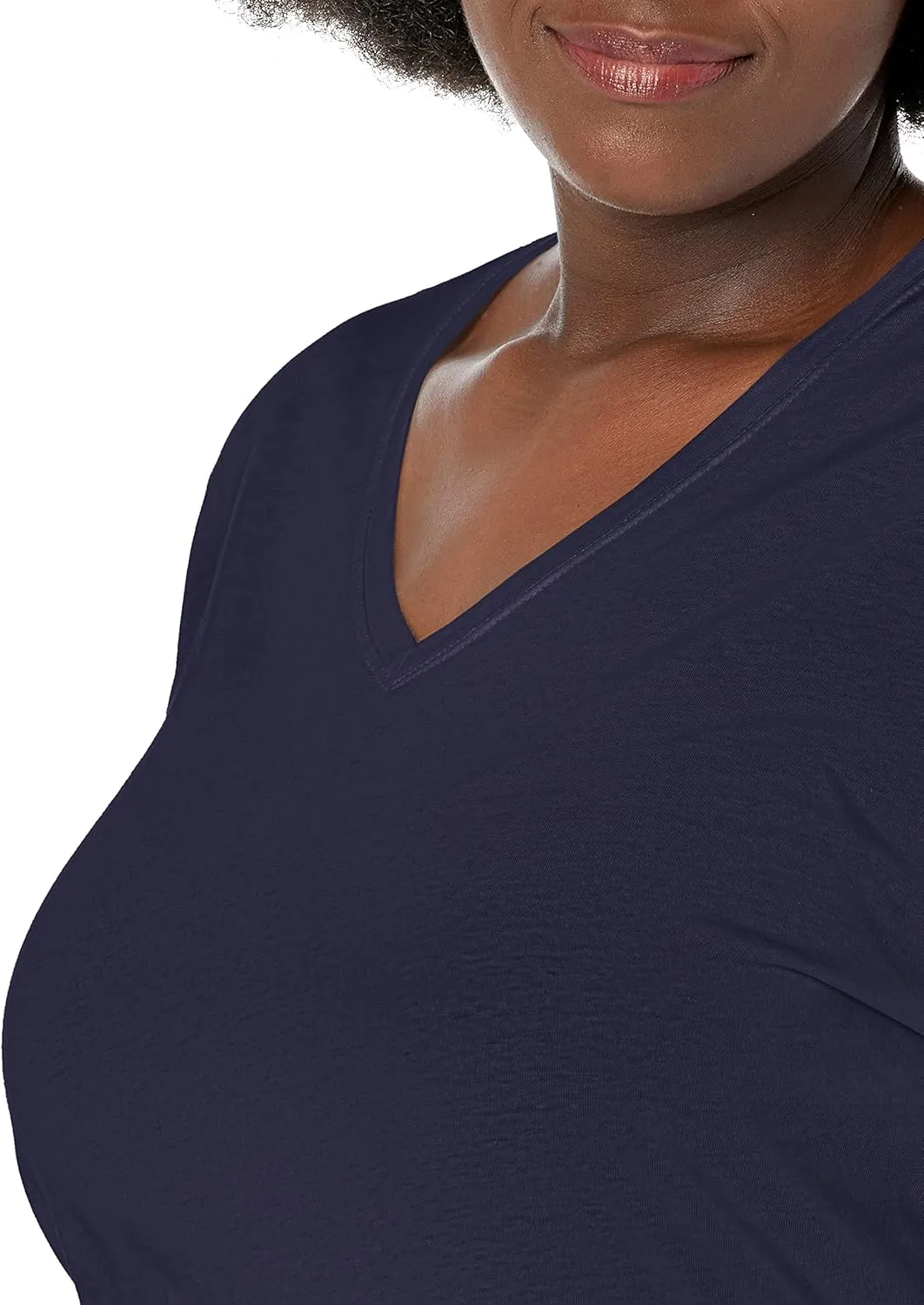 JUST MY SIZE Women's Plus Size Vneck Long Sleeve Tee