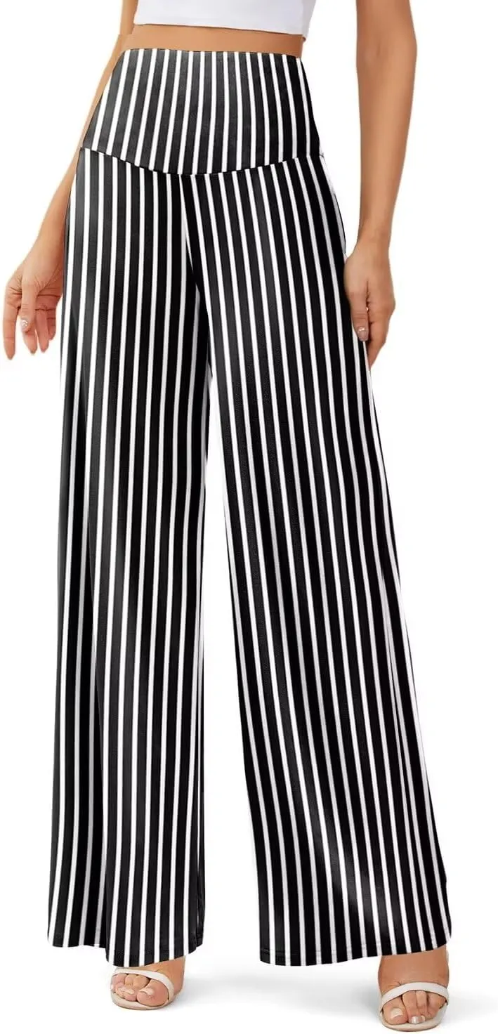 JZC Women's Palazzo Lounge Pants Stretchy Wide Leg Casual Pants Comfy High Waist Flowy Pants S-3XL