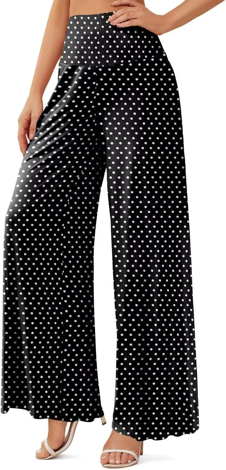 JZC Women's Palazzo Lounge Pants Stretchy Wide Leg Casual Pants Comfy High Waist Flowy Pants S-3XL