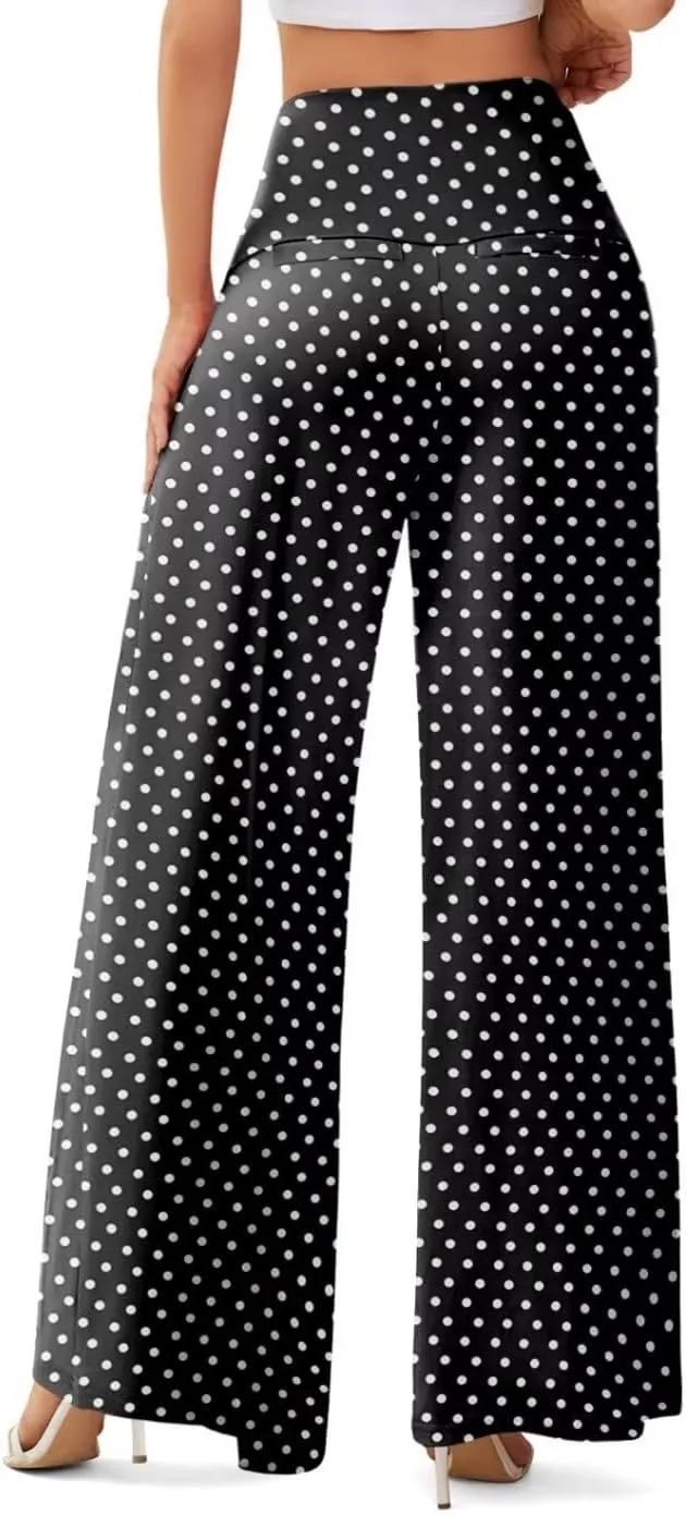 JZC Women's Palazzo Lounge Pants Stretchy Wide Leg Casual Pants Comfy High Waist Flowy Pants S-3XL
