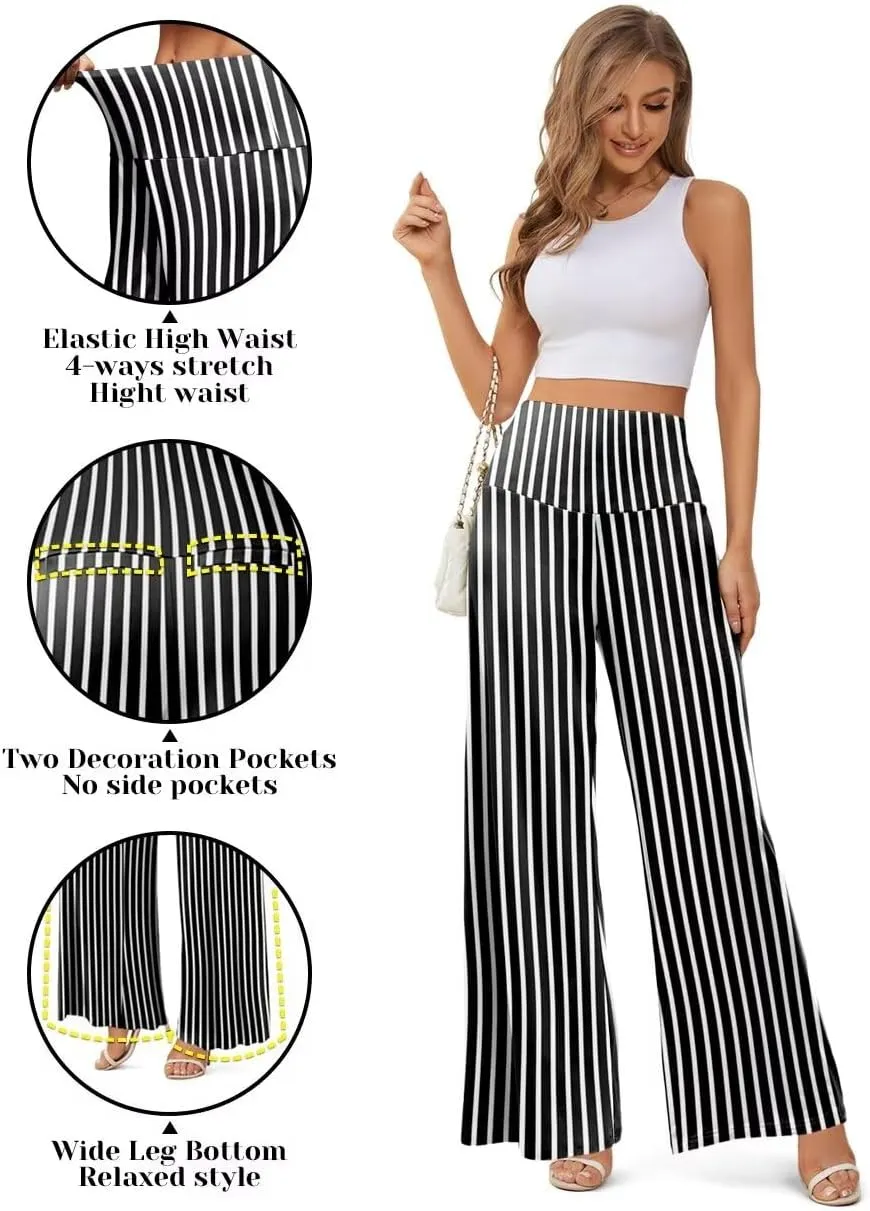 JZC Women's Palazzo Lounge Pants Stretchy Wide Leg Casual Pants Comfy High Waist Flowy Pants S-3XL