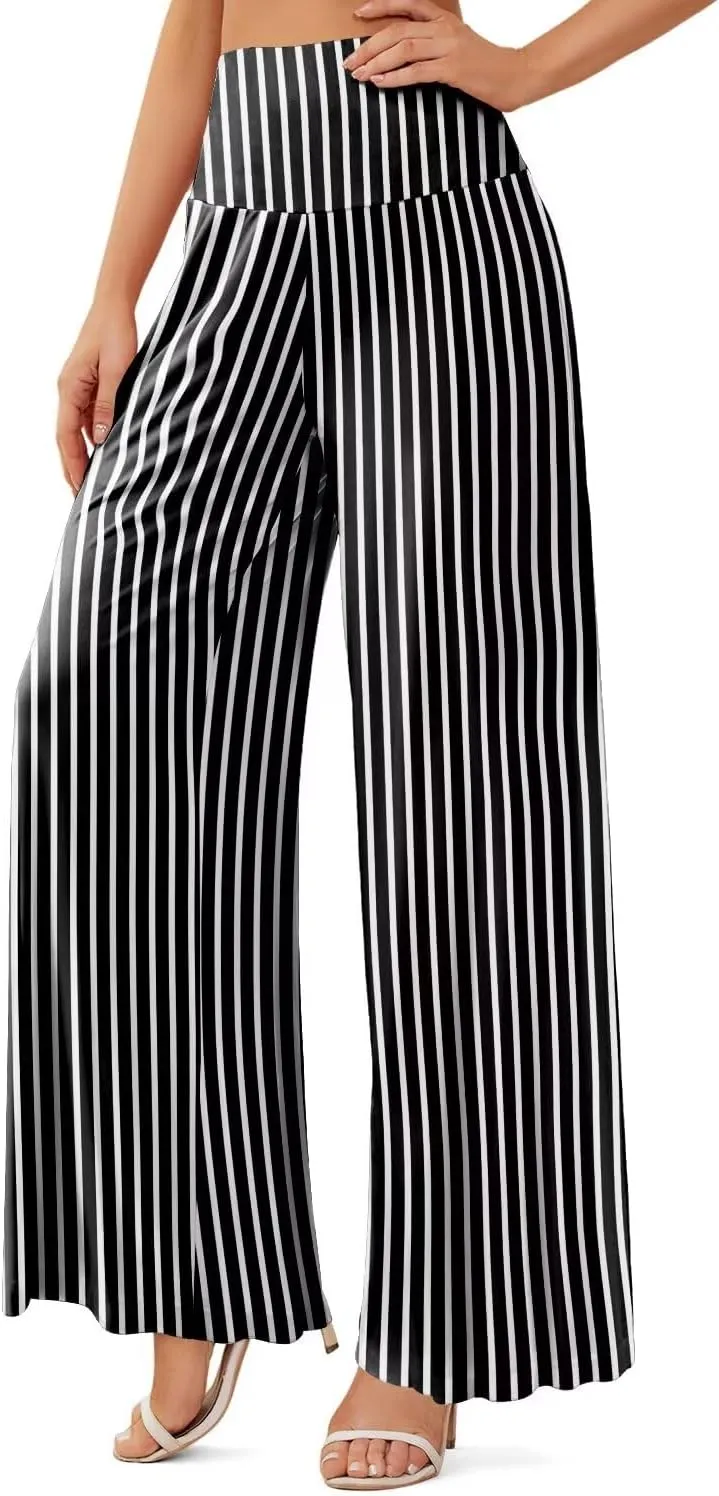 JZC Women's Palazzo Lounge Pants Stretchy Wide Leg Casual Pants Comfy High Waist Flowy Pants S-3XL