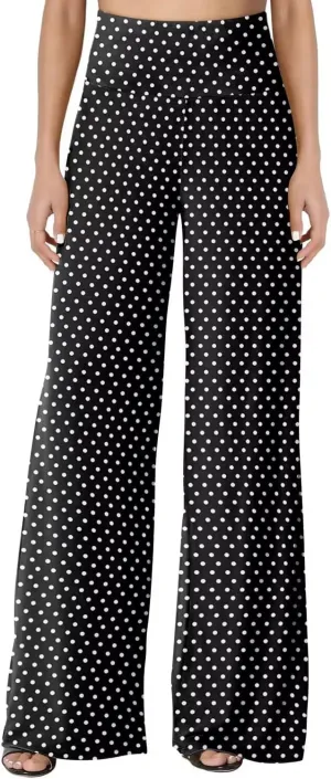 JZC Women's Palazzo Lounge Pants Stretchy Wide Leg Casual Pants Comfy High Waist Flowy Pants S-3XL
