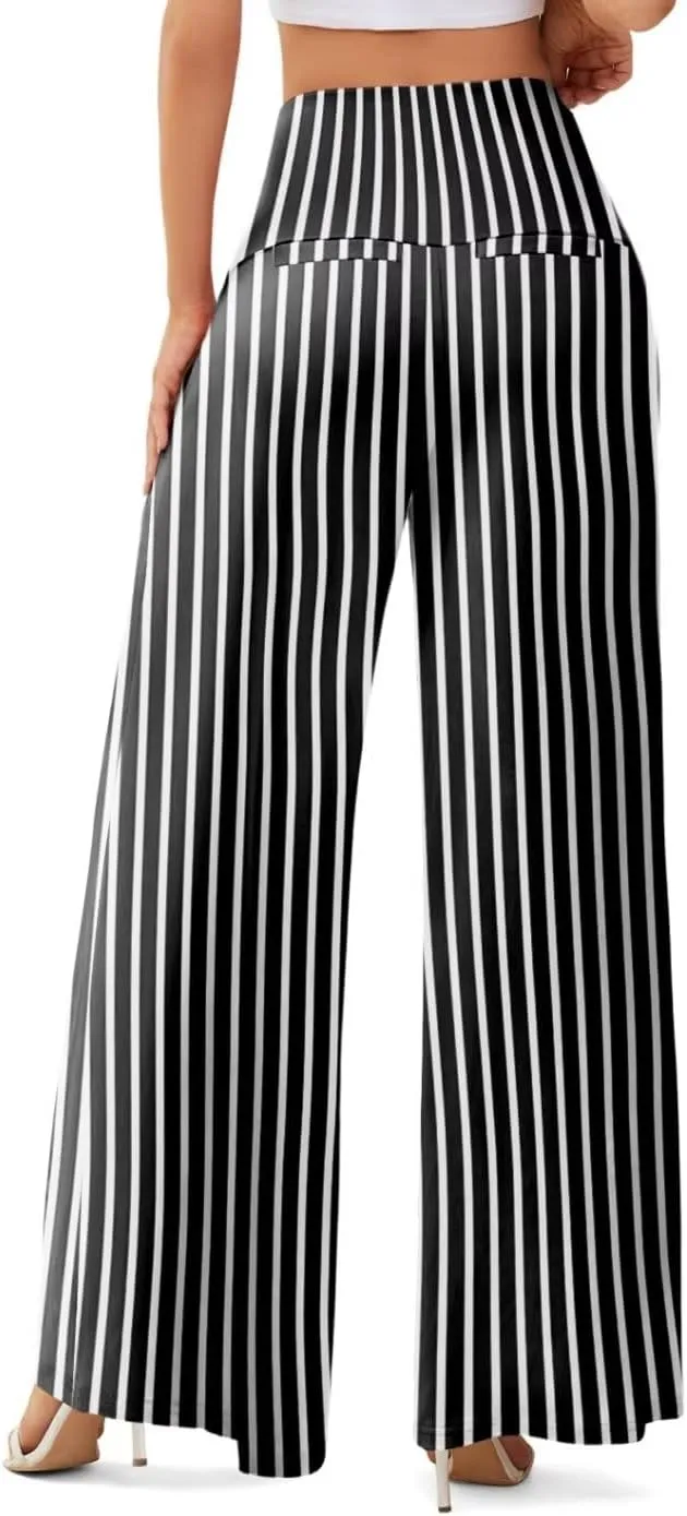 JZC Women's Palazzo Lounge Pants Stretchy Wide Leg Casual Pants Comfy High Waist Flowy Pants S-3XL