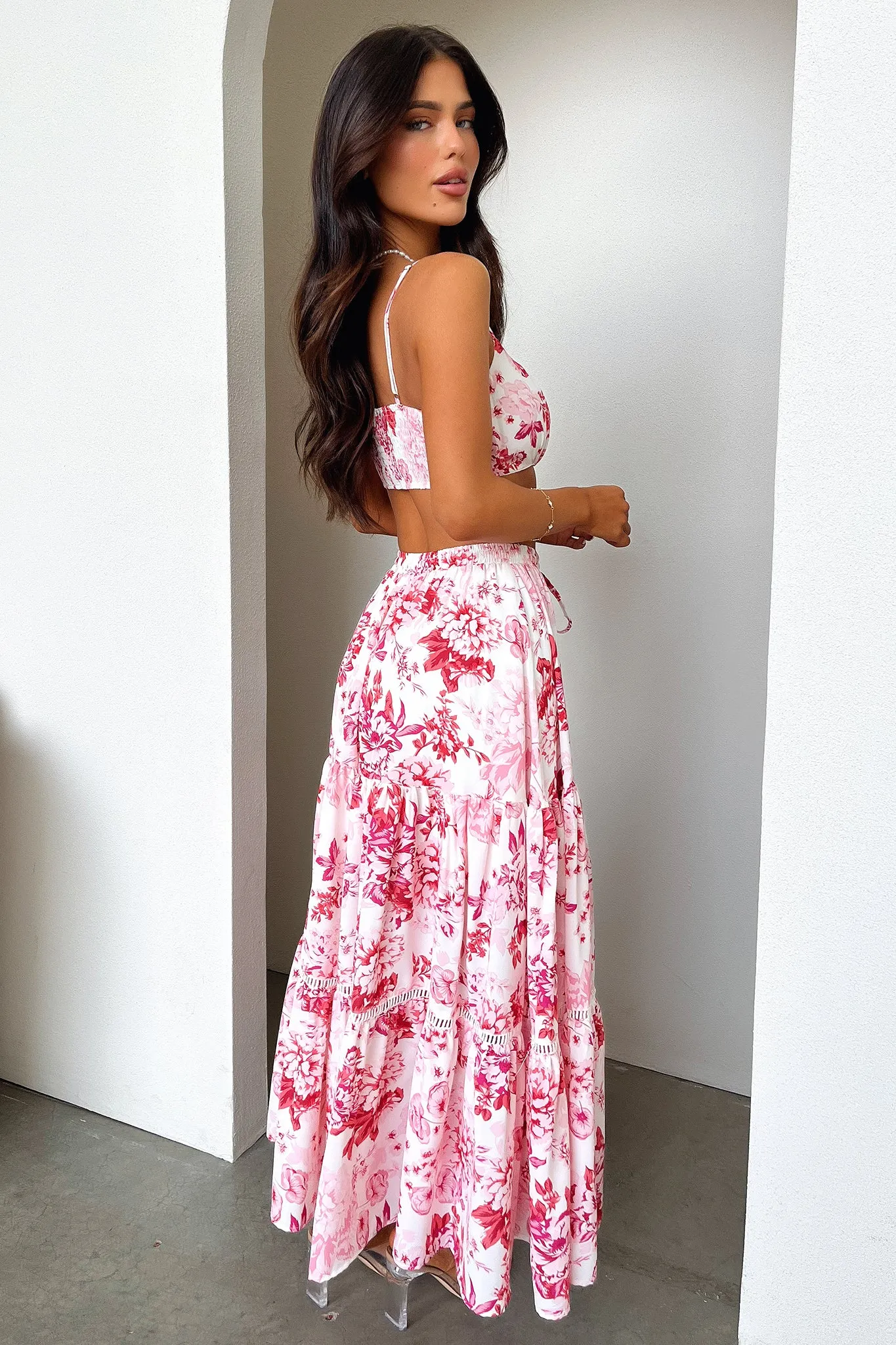 Kei Crop - Pink / Red Floral