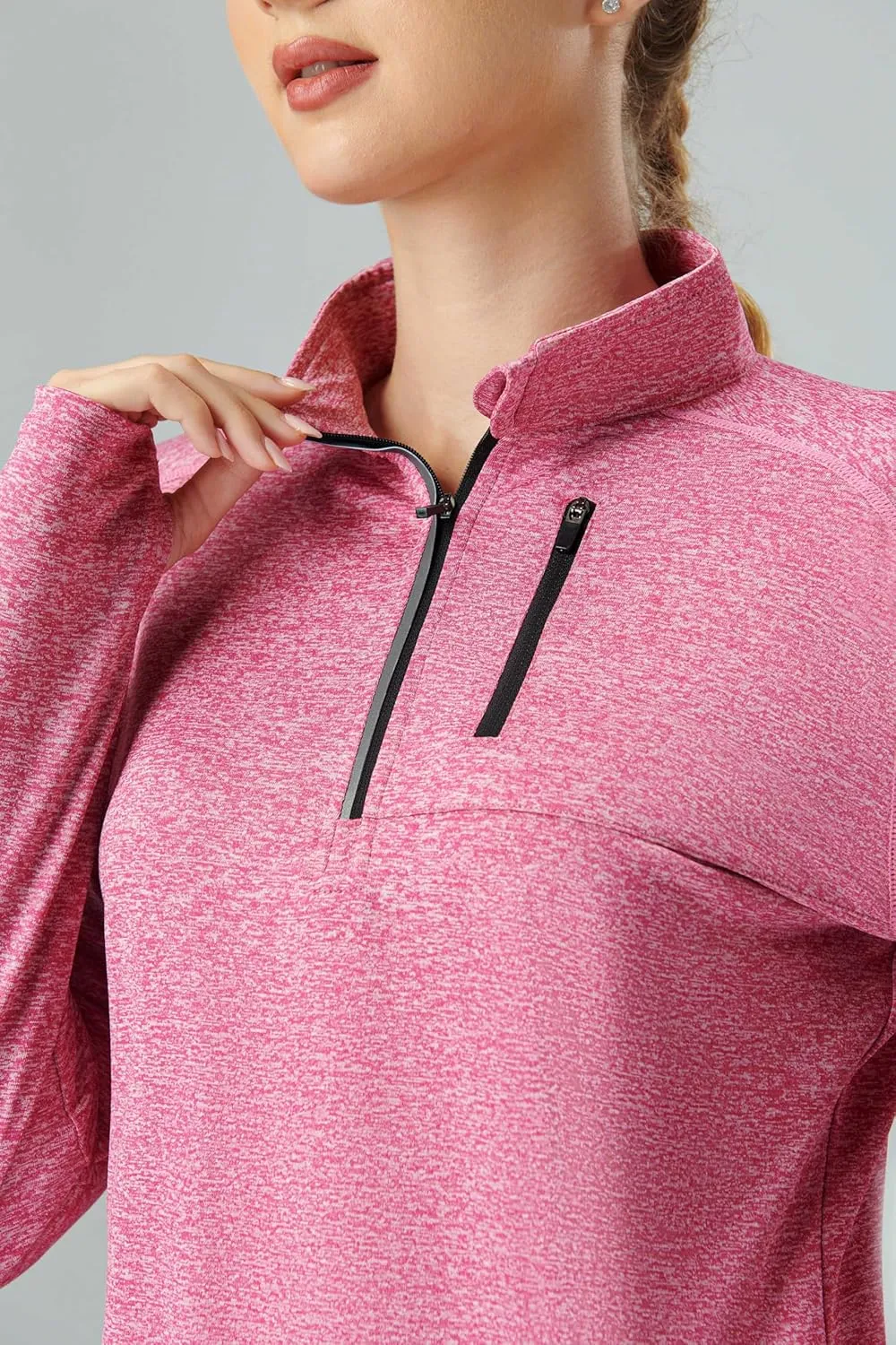 Liberty Imports 3 Pack: Women's Quick Dry Long Sleeve Quarter Zip Pullover Workout Shirts with Thumb Holes and Pocket