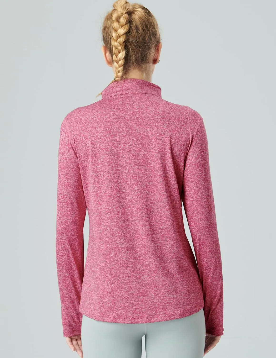 Liberty Imports 3 Pack: Women's Quick Dry Long Sleeve Quarter Zip Pullover Workout Shirts with Thumb Holes and Pocket