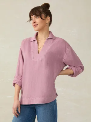 Linen Denim Sail Away Top - Weathered Orchid